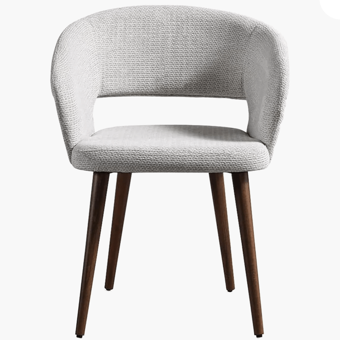 Napoli Wing Back Modern Design Upholstered Dining Chair in Beige Chenille with Brown Wood legs