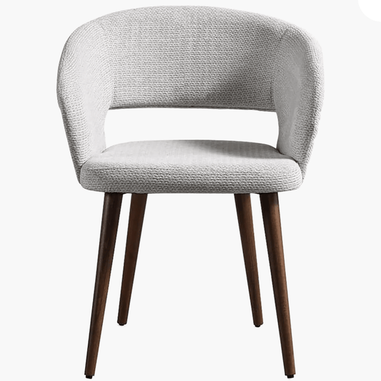 Napoli Wing Back Modern Design Upholstered Dining Chair in  Beige Chenille with Brown Wood legs