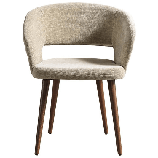 Napoli Wing Back Modern Design Upholstered Dining Chair in  Camel Chenille with Brown Wood legs