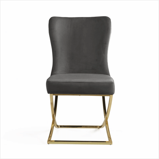 Sultan Charcoal Gray / Gold Upholstered Dining Chair , 2-Pack